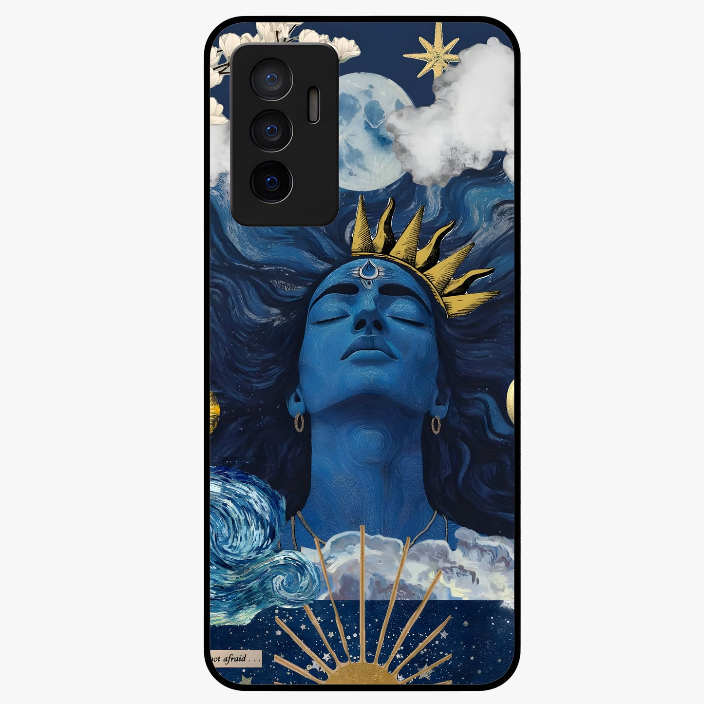 Aesthetic Lord Shiva Glass Case showing flat back view with divine Shiva artwork and glossy glass finish.