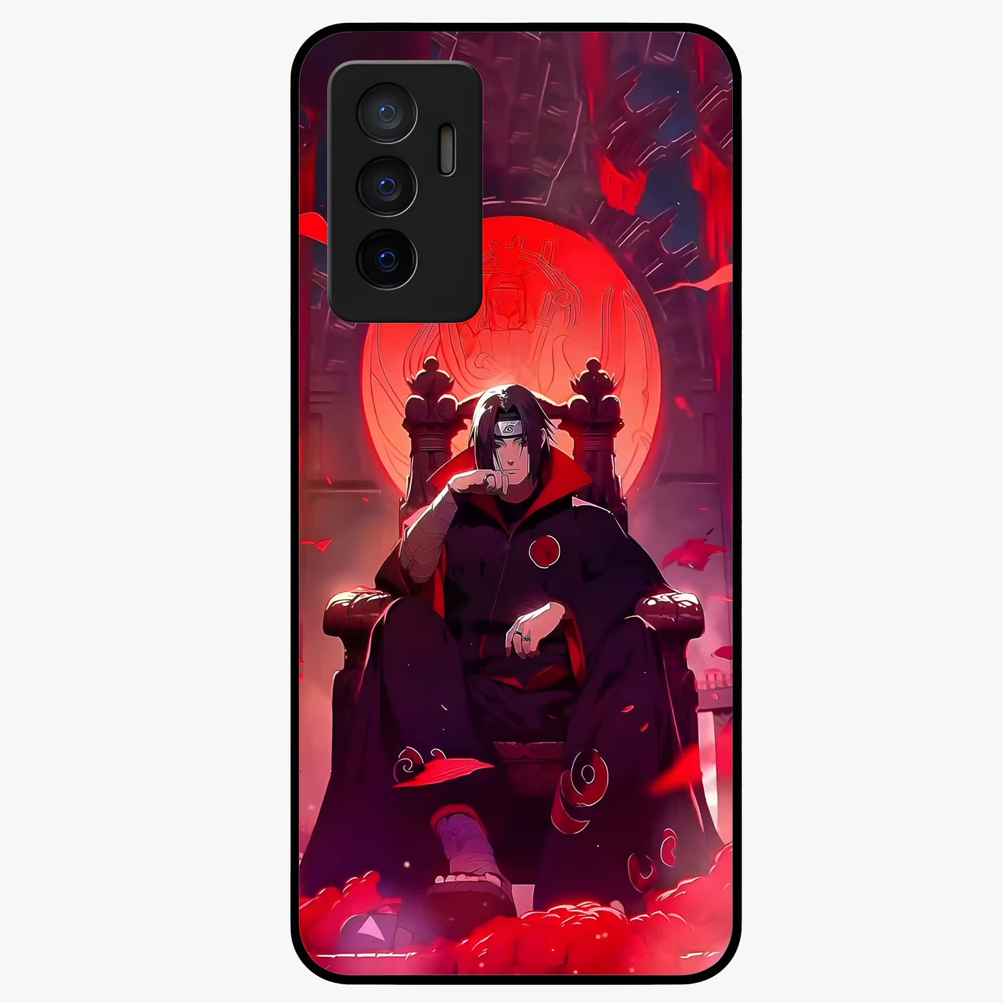 Blood Moon Sovereign Glass Case showing flat back view with mystical blood moon artwork and glossy glass finish.