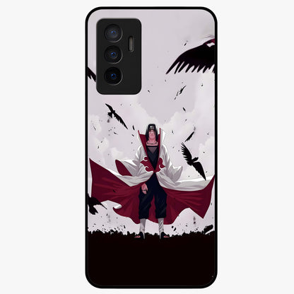 Crimson Crow Ascension Glass Case showing flat back view with mystical crow artwork and glossy glass finish.