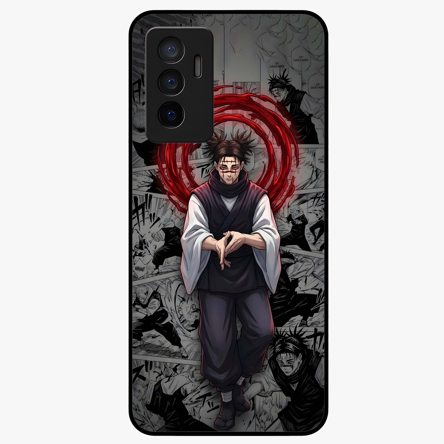 Cursed Ritual Ascension Glass Case showing flat back view with dark ritual themed artwork and glossy glass finish.
