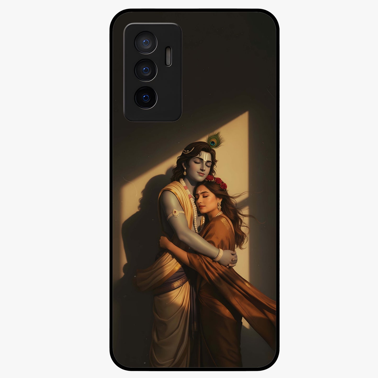 Divine Eternal Love Glass Case showing flat back view with spiritual love themed artwork and glossy glass finish.
