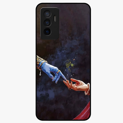 Divine Touch Eternal Glass Case showing flat back view with spiritual themed artwork and glossy glass finish.