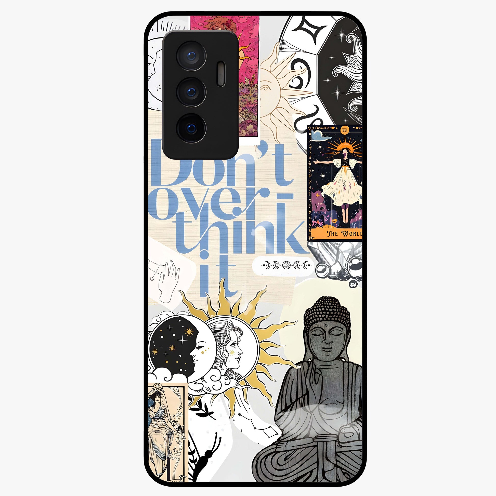 Ethereal Thoughts Glass Case showing flat back view with dreamy artistic artwork and glossy glass finish.