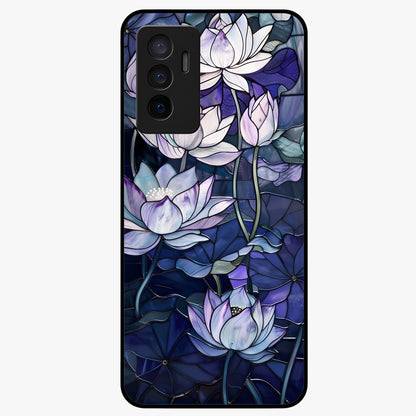 Gloss Petal Rush Glass Case showing flat back view with glossy flower petal artwork and smooth glass finish.