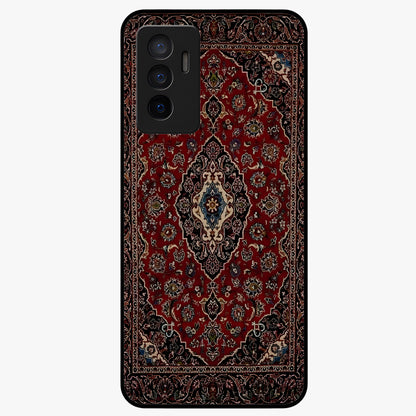 Heritage Carpet Royale Glass Case showing flat back view with ornate Persian carpet inspired pattern and glossy glass finish.