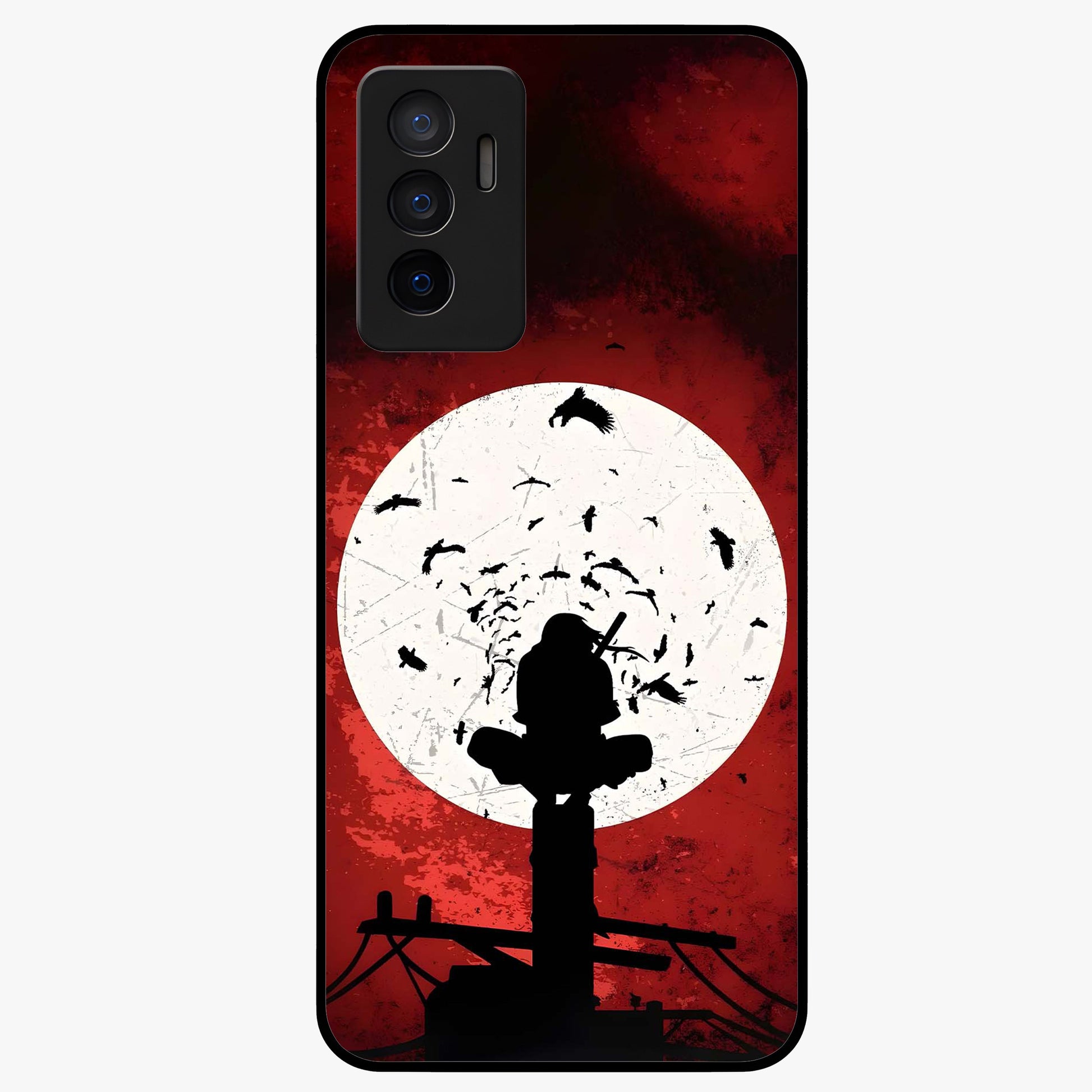 Itachi Limited Edition Naruto Anime Glass Case showing flat back view with iconic anime character artwork and glossy glass finish.