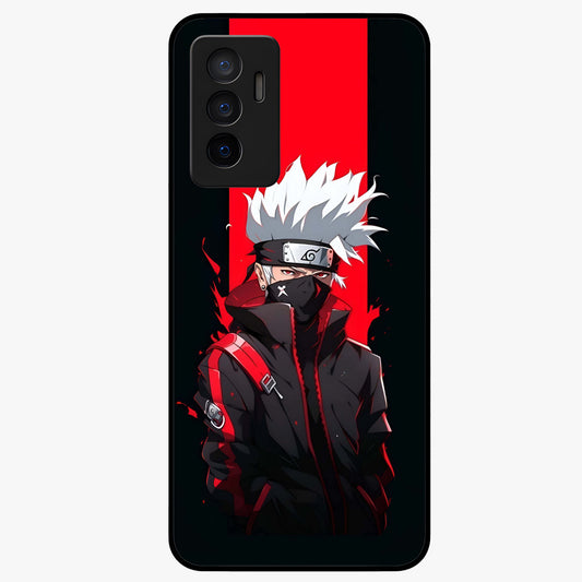 Kakashi Scarlet Shadow Glass Case showing flat back view with powerful anime ninja artwork and glossy glass finish.