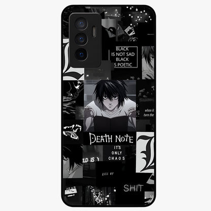 Midnight Chaos Mind Glass Case showing flat back view with abstract dark themed artwork and glossy glass finish.