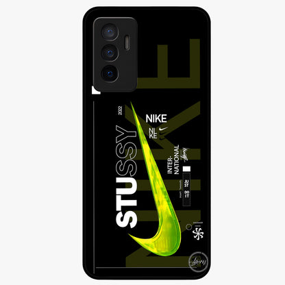 Neon Street Edition Glass Case showing flat back view with neon street style artwork and glossy glass finish.