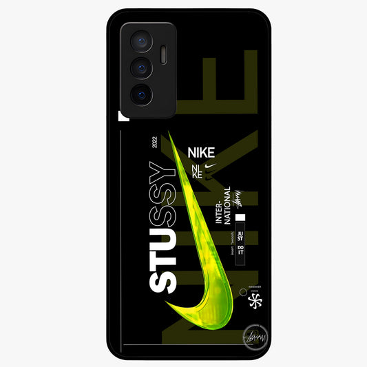 Neon Street Edition Glass Case showing flat back view with neon street style artwork and glossy glass finish.