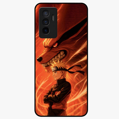 Nine Tails Legacy Glass Case showing flat back view with powerful nine-tailed fox inspired artwork and glossy glass finish.