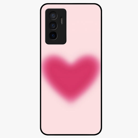 Pink Aura Heart Glass Case showing flat back view with glowing heart artwork and glossy glass finish.