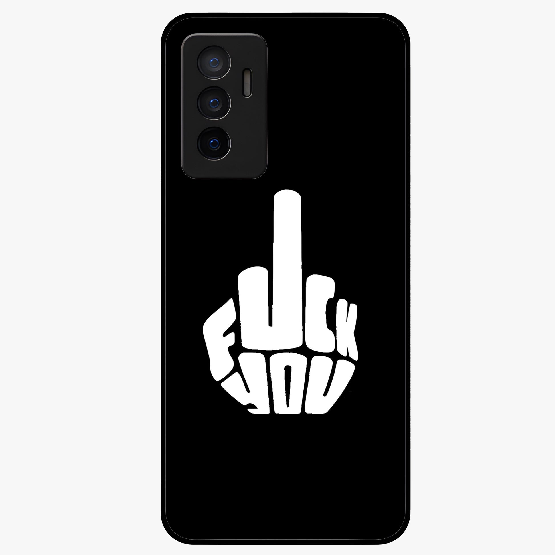 Rebel Mode On Glass Case showing flat back view with bold rebellious typography artwork and glossy glass finish.