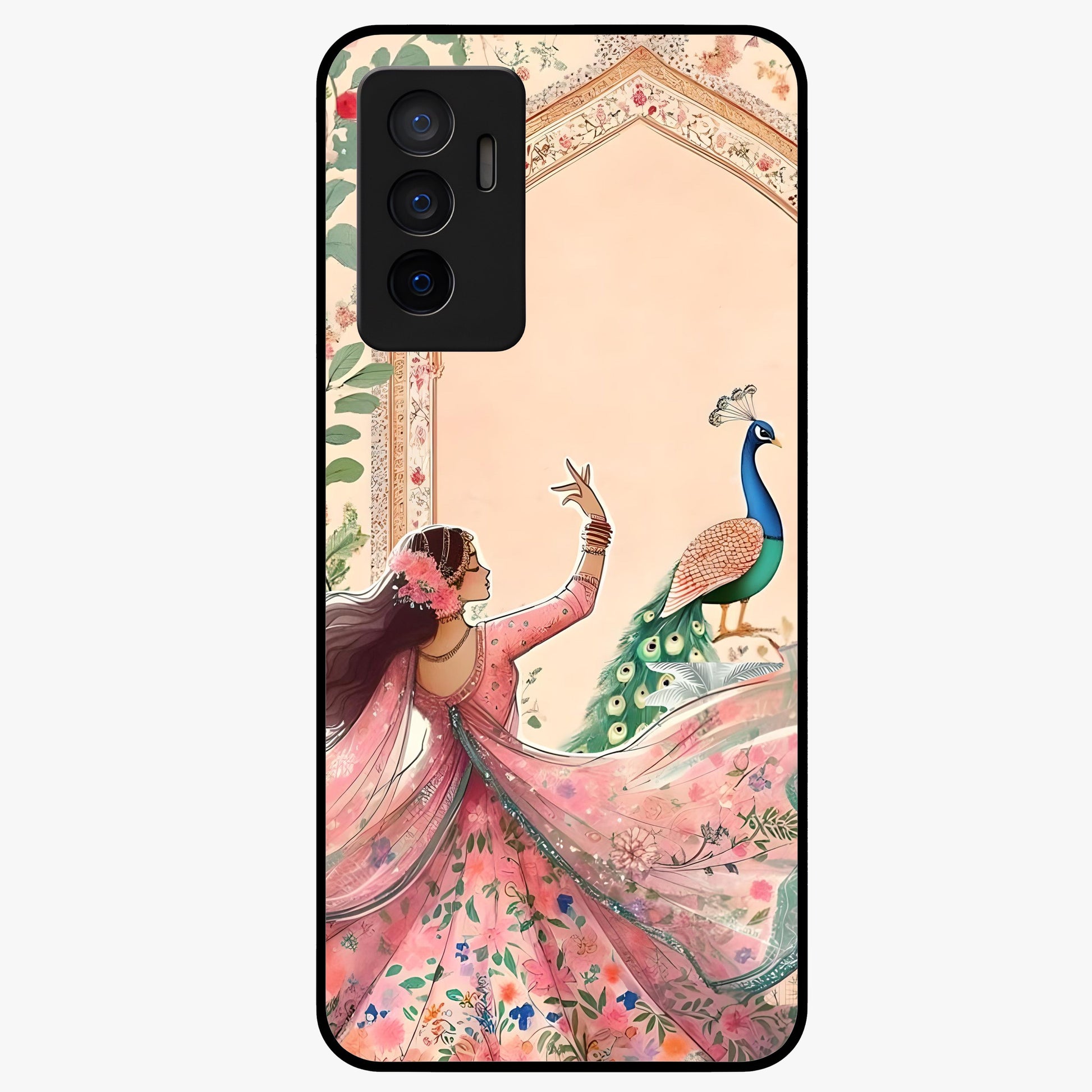 Royal Grace Muse Glass Case showing flat back view with elegant artistic artwork and glossy glass finish.
