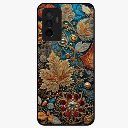 Royal Jewel Garden Glass Case showing flat back view with decorative floral garden artwork and glossy glass finish.