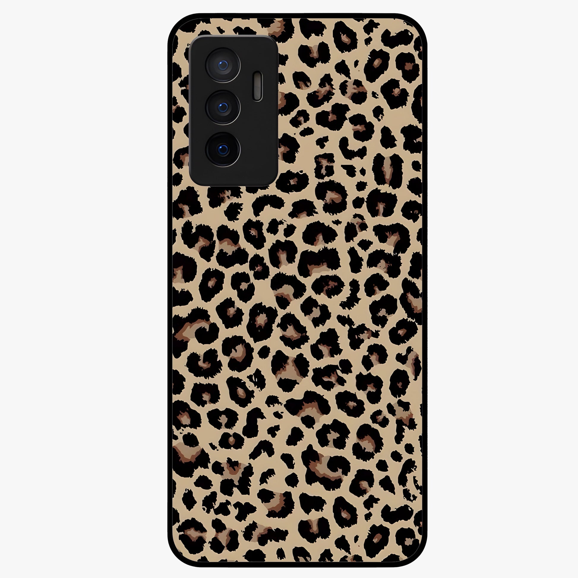 Savage Chic Pattern Glass Case showing flat back view with stylish patterned artwork and glossy glass finish.