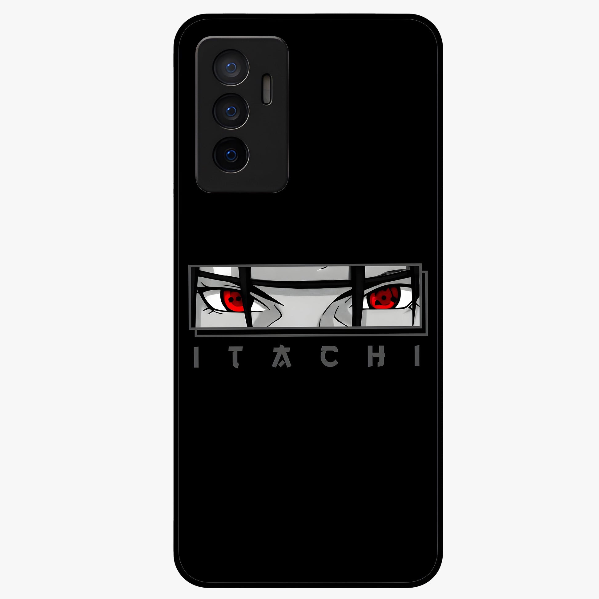 Scarlet Gaze Dominance Glass Case showing flat back view with striking red themed artwork and glossy glass finish.