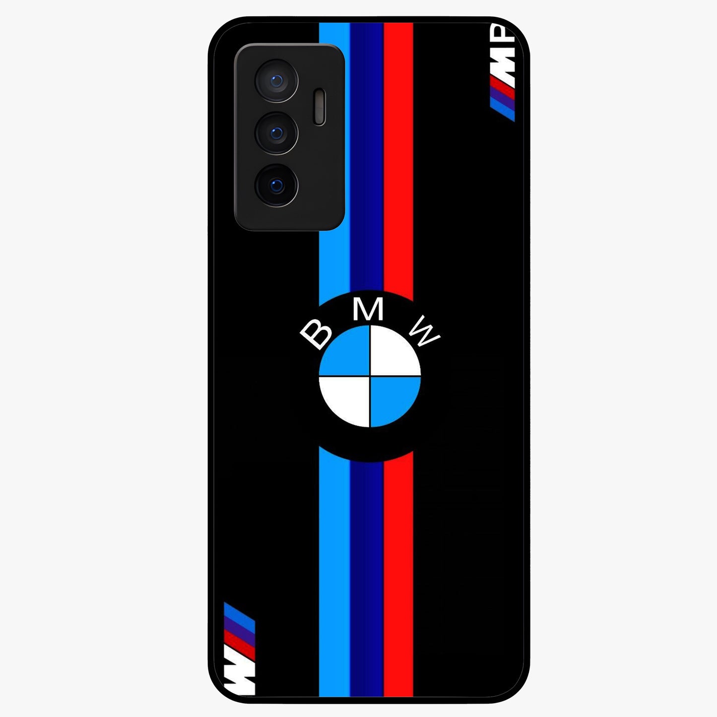 Turbo BMW Beast Glass Case showing flat back view with high performance sports car artwork and glossy glass finish.