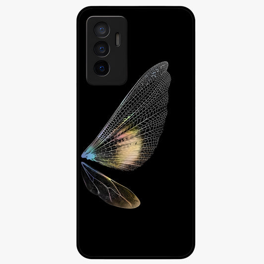 Whispers Of Wings Glass Case showing flat back view with graceful wing inspired artwork and glossy glass finish.