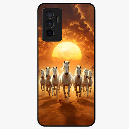 Wild Sunset Majesty Glass Case showing flat back view with majestic sunset landscape artwork and glossy glass finish.