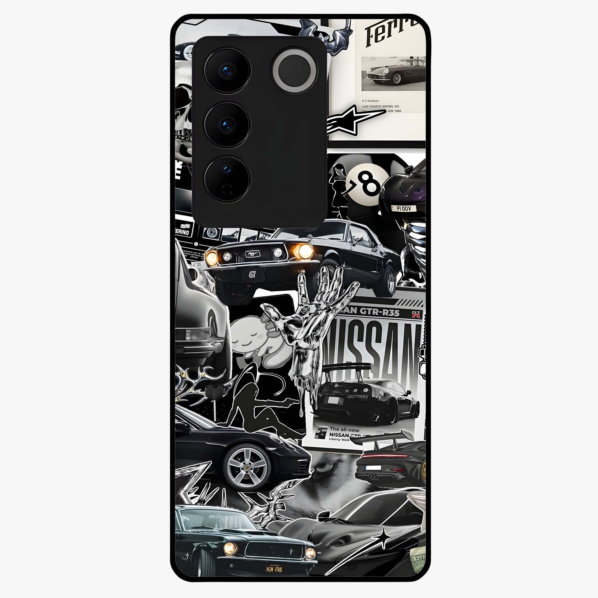 Aesthetic Dark Love Glass Case showing flat back view with dark romantic artwork and glossy glass finish.