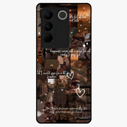 Bittersweet Aesthetic Chaos Glass Case showing flat back view with artistic chaotic aesthetic design and glossy glass finish.