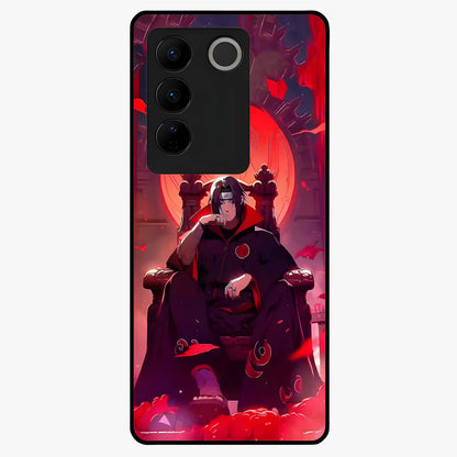 Blood Moon Sovereign Glass Case showing flat back view with mystical blood moon artwork and glossy glass finish.