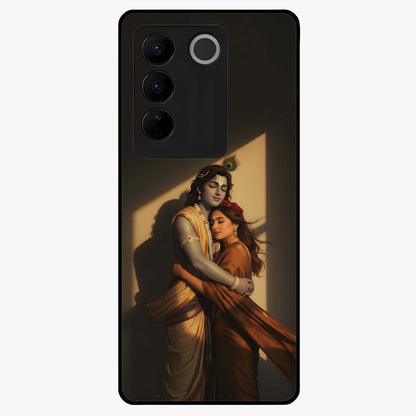 Divine Eternal Love Glass Case showing flat back view with spiritual love themed artwork and glossy glass finish.