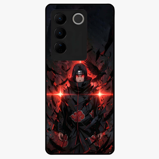 Focused Blade Discipline Glass Case showing flat back view with warrior sword themed artwork and glossy glass finish.