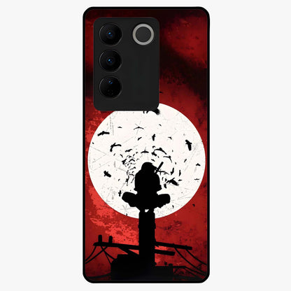 Itachi Limited Edition Naruto Anime Glass Case showing flat back view with iconic anime character artwork and glossy glass finish.