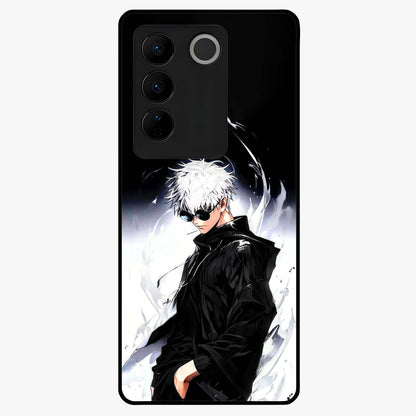 Limitless Shadow King Glass Case showing flat back view with powerful shadow warrior artwork and glossy glass finish.