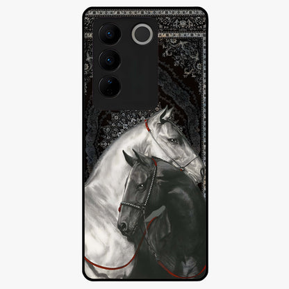 Majestic Ride Legacy Glass Case showing flat back view with powerful automotive inspired artwork and glossy glass finish.