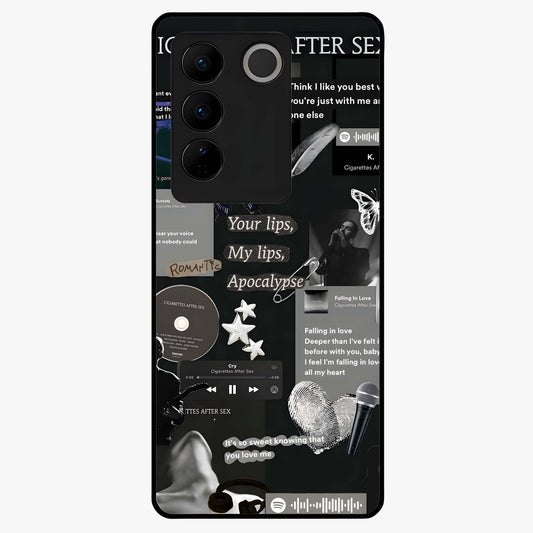 Midnight Love Echo Glass Case showing flat back view with romantic midnight themed artwork and glossy glass finish.