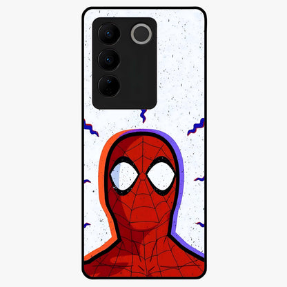 Omg Spiderman Glass Case showing flat back view with bold superhero inspired artwork and glossy glass finish.