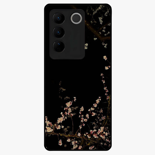 Petal Moon Light With Custom Name Glass Case showing flat back view with floral moonlight artwork and personalized name design.