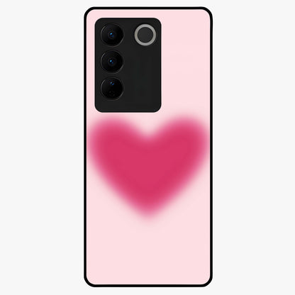 Pink Aura Heart Glass Case showing flat back view with glowing heart artwork and glossy glass finish.
