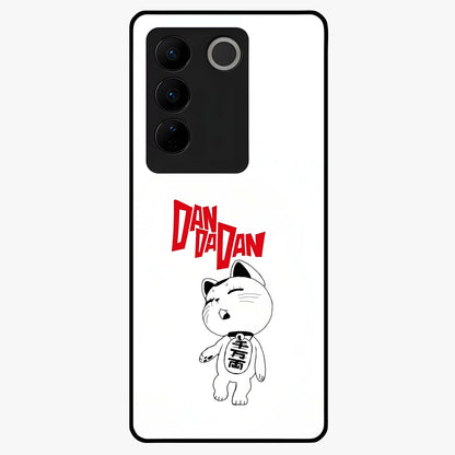 Playful Spirit Charm Glass Case showing flat back view with cheerful charm themed artwork and glossy glass finish.