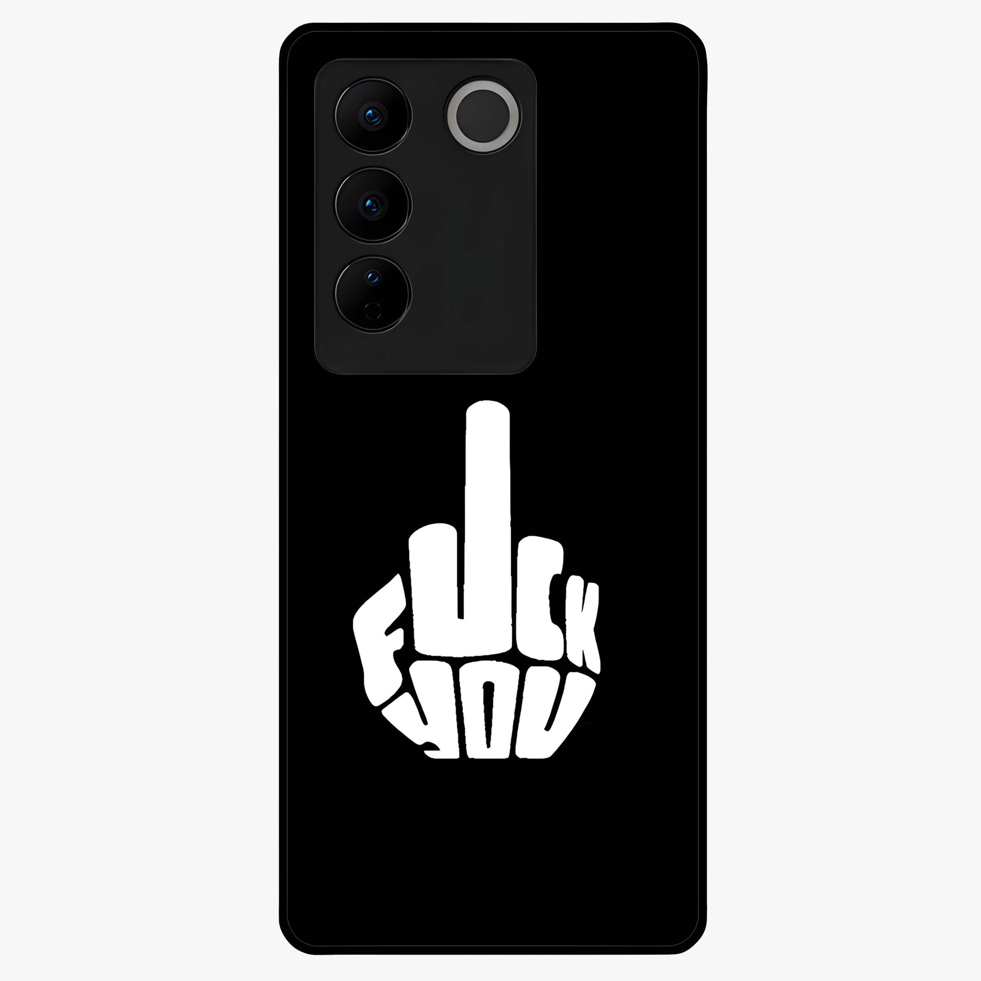 Rebel Mode On Glass Case showing flat back view with bold rebellious typography artwork and glossy glass finish.