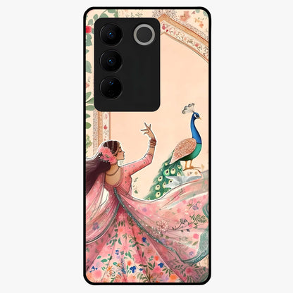 Royal Grace Muse Glass Case showing flat back view with elegant artistic artwork and glossy glass finish.