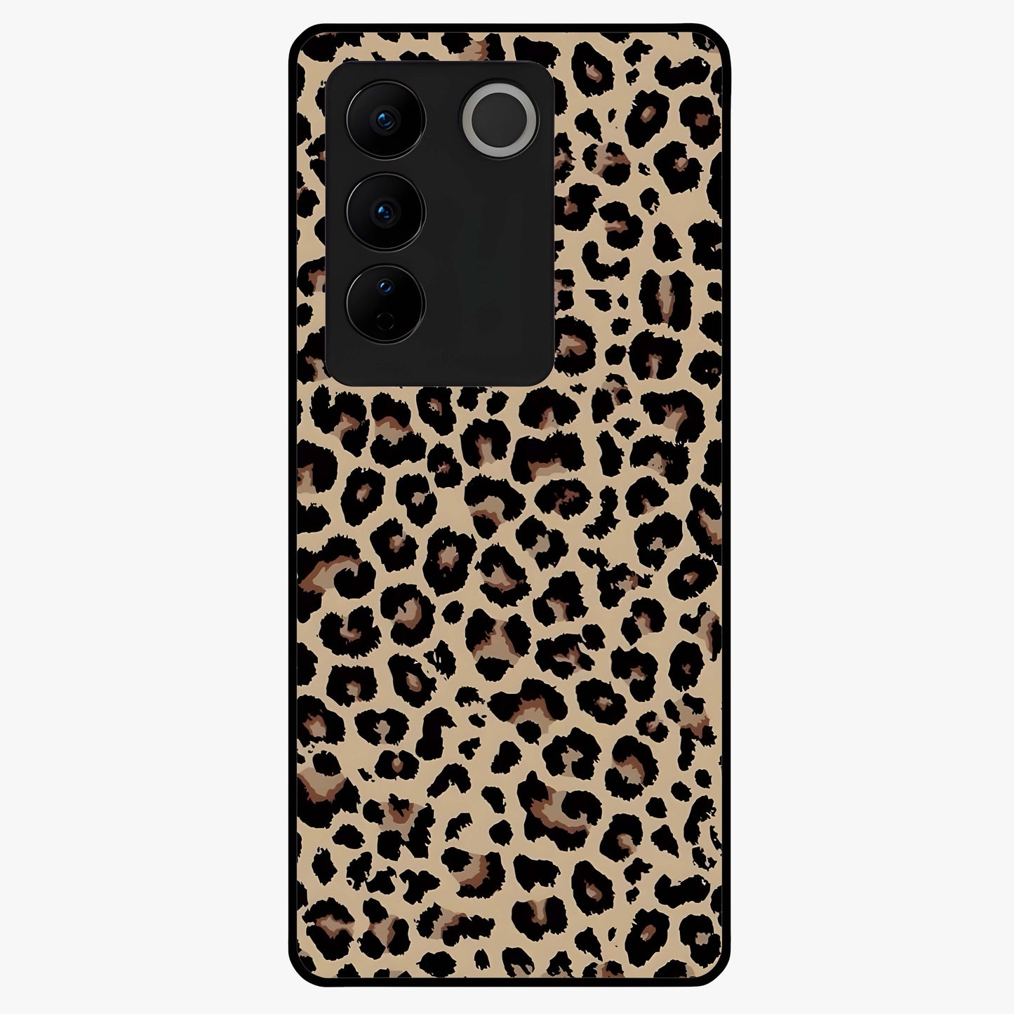 Savage Chic Pattern Glass Case showing flat back view with stylish patterned artwork and glossy glass finish.