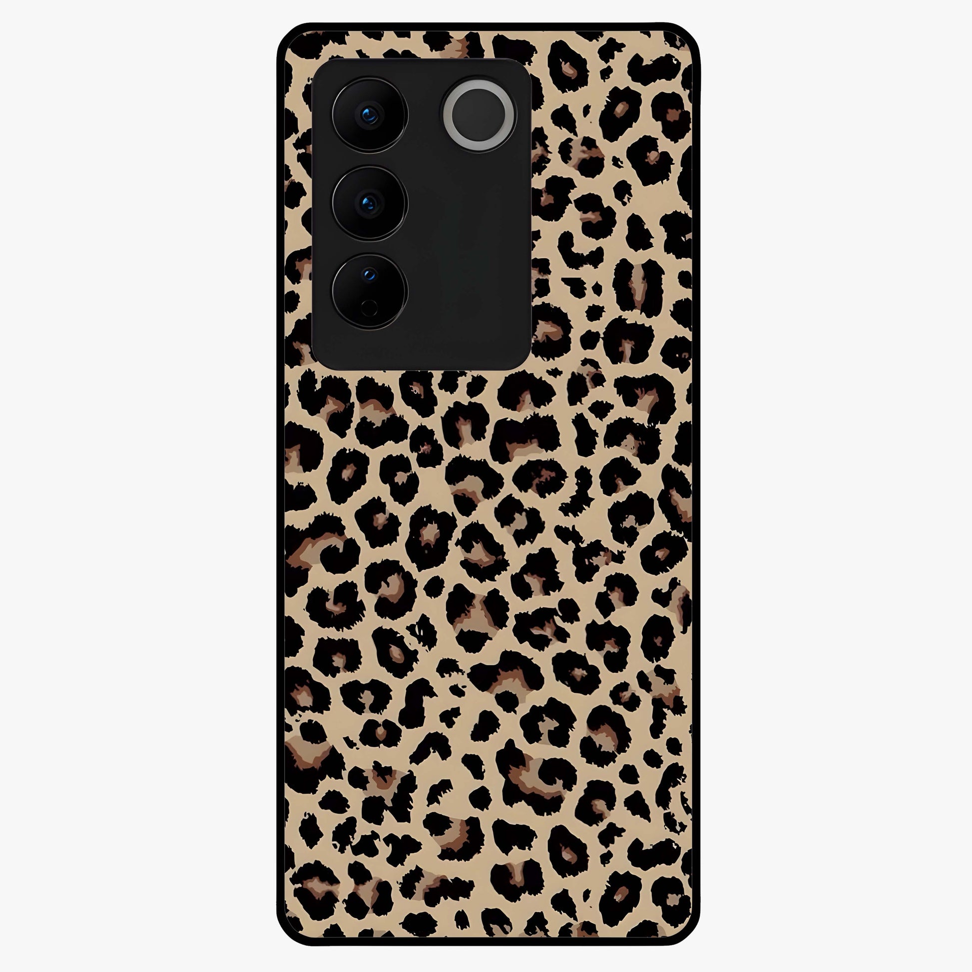 Savage Chic Pattern Glass Case showing flat back view with stylish patterned artwork and glossy glass finish.