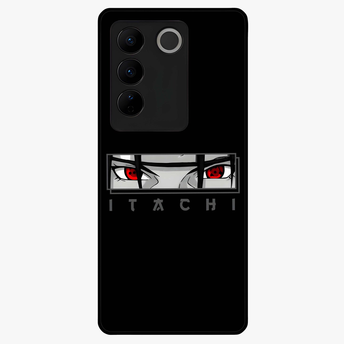 Scarlet Gaze Dominance Glass Case showing flat back view with striking red themed artwork and glossy glass finish.