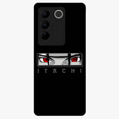 Scarlet Gaze Dominance Glass Case showing flat back view with striking red themed artwork and glossy glass finish.