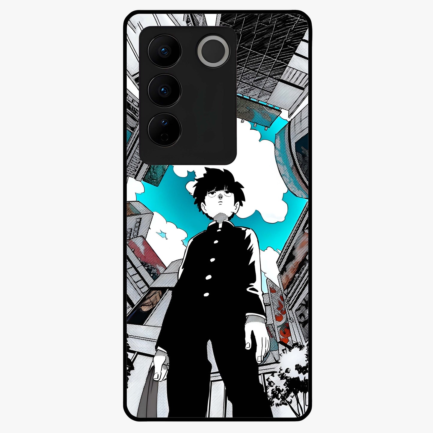 Silent Psychic Awakening Glass Case showing flat back view with mystical psychic themed artwork and glossy glass finish.