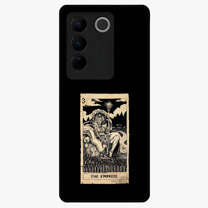 The Empress Glass Case showing flat back view with regal feminine artwork and glossy glass finish.