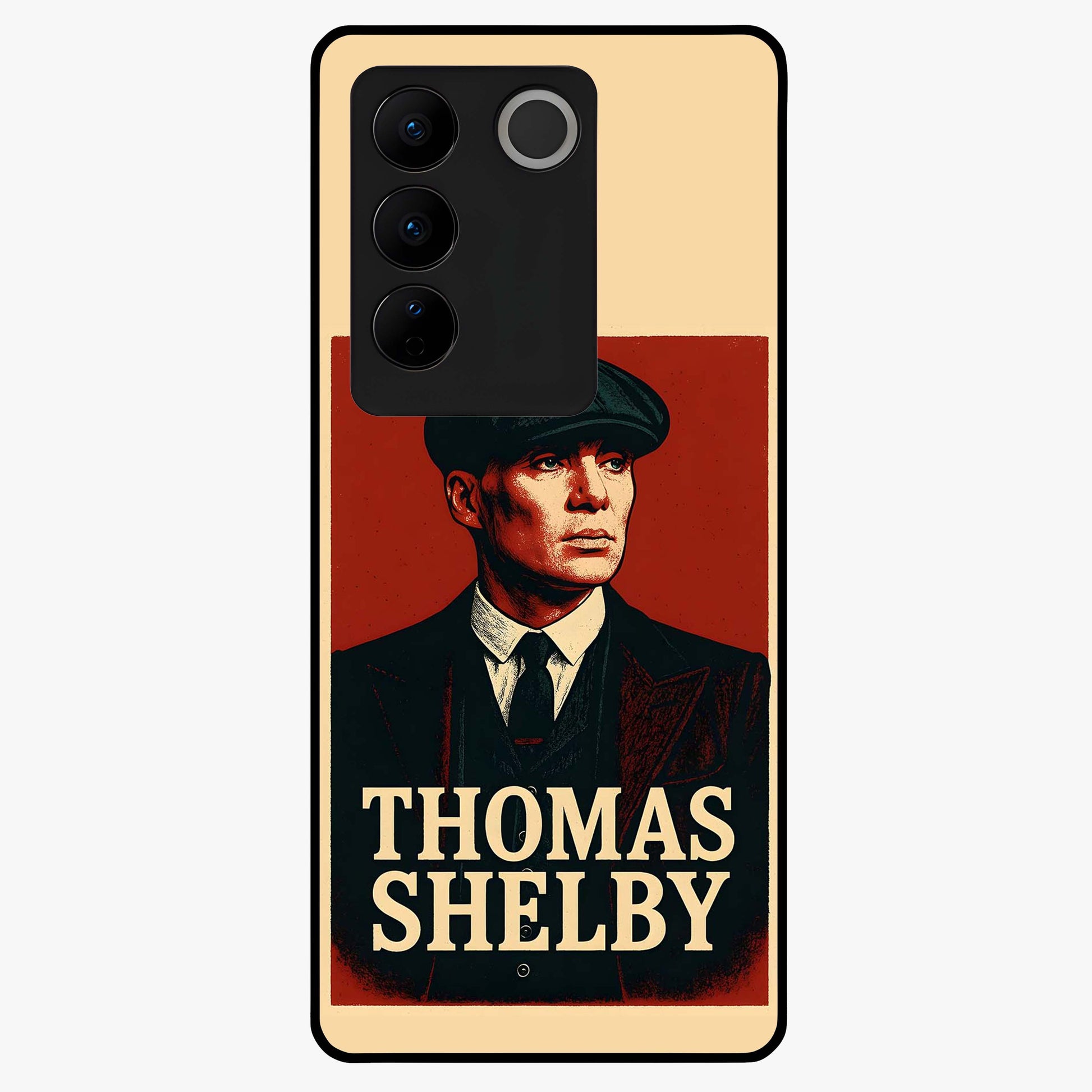 Vintage Mafia Authority Glass Case showing flat back view with bold vintage mafia inspired artwork and glossy glass finish.