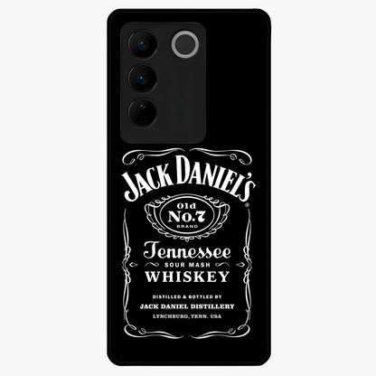 Vintage Whiskey Heritage Glass Case showing flat back view with classic whiskey inspired artwork and glossy glass finish.