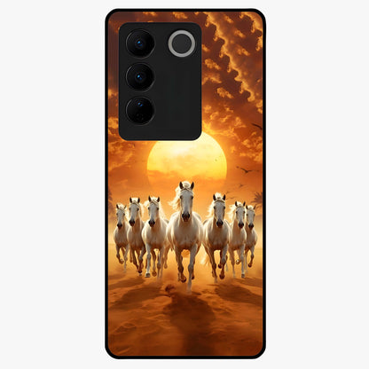 Wild Sunset Majesty Glass Case showing flat back view with majestic sunset landscape artwork and glossy glass finish.