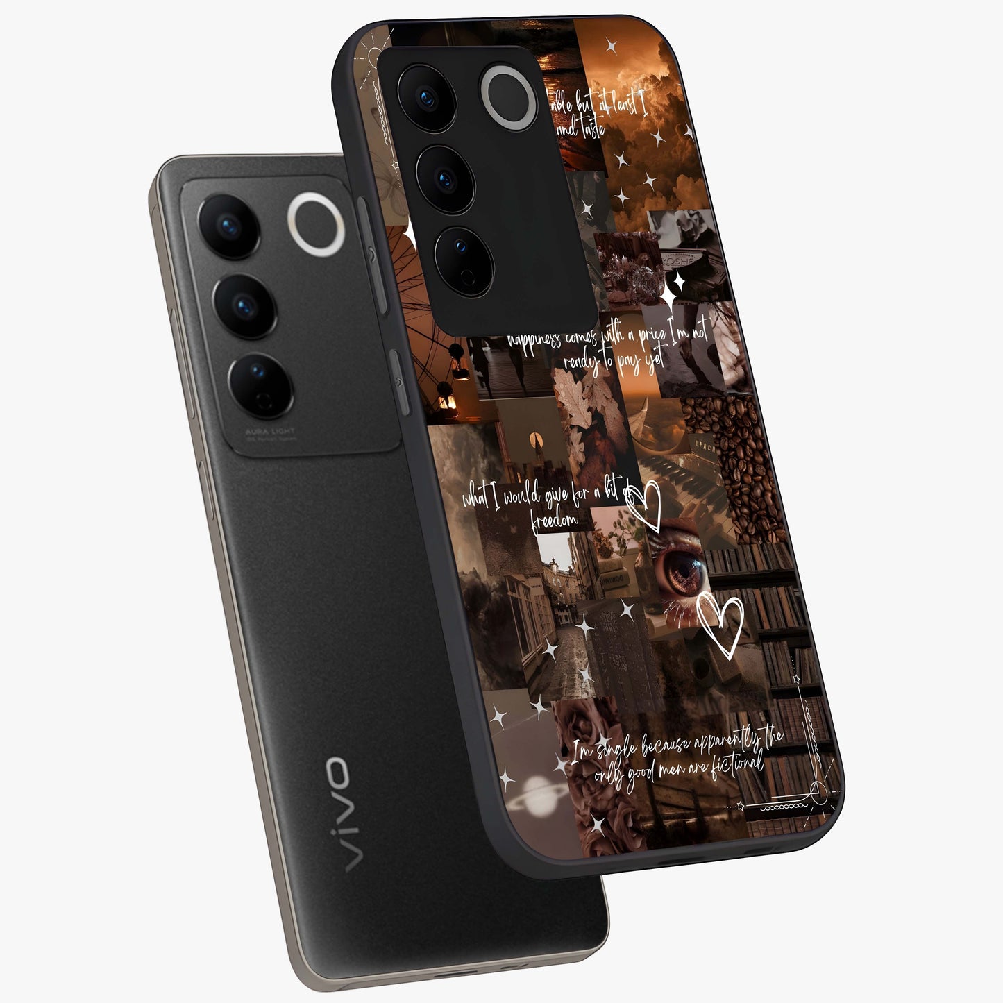 Bittersweet Aesthetic Chaos Glass Case displayed in angled mockup highlighting expressive abstract artwork and edgy aesthetic theme.