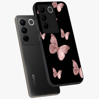 Butterfly Pattern Glass Case displayed in angled mockup highlighting delicate butterfly design and aesthetic pattern style.